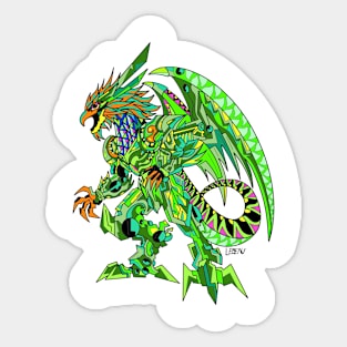 mexican kaiju the quetzalcoatl in mecha custom armor ecopop art Sticker